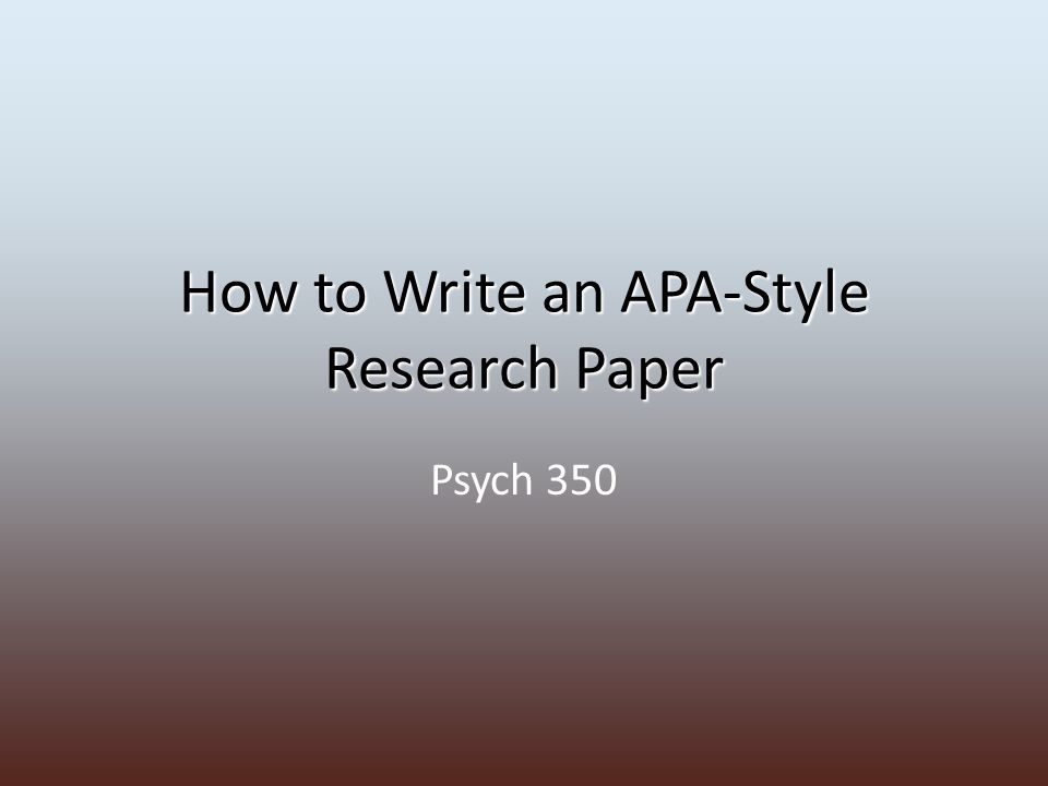 how to write a research report apa